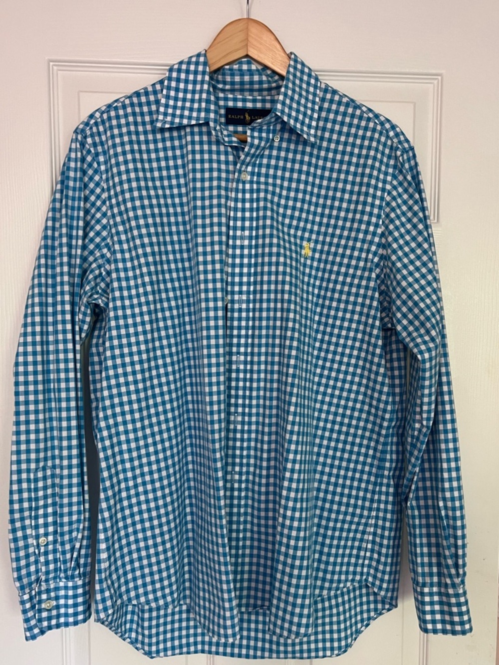 Ralph Lauren men’s button down blue plaid shirt large